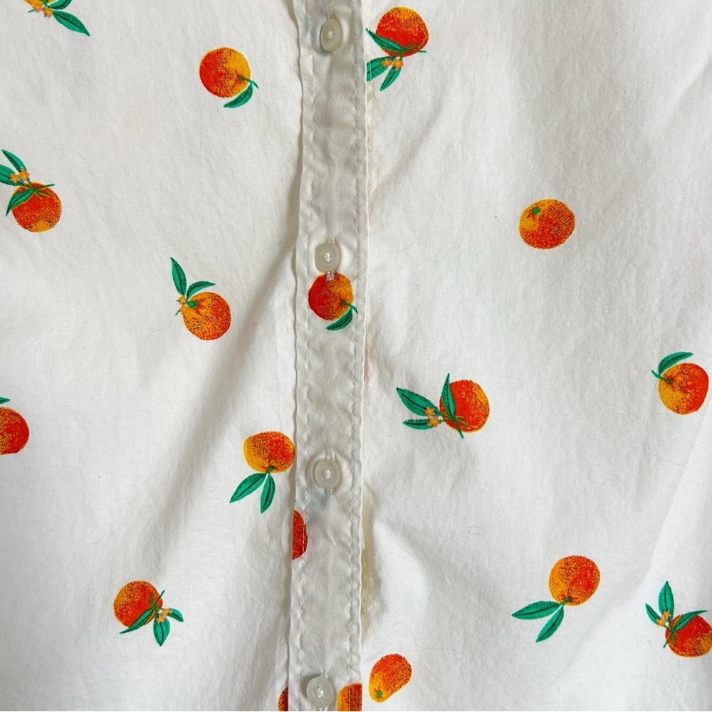J. Crew Sleeveless Poplin Shirt in Signature Fit with Orange Print Women’s L P - Picture 4 of 6